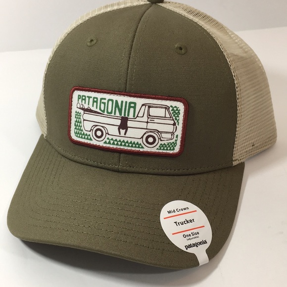 Patagonia trucker camo SnapBack green hat mid - Picture 2 of 6